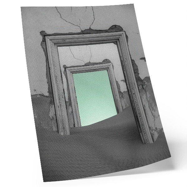 Impressão em tela Deserto verde, prédios abandonados, surrealismo