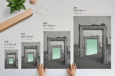 Impressão em tela Deserto verde, prédios abandonados, surrealismo