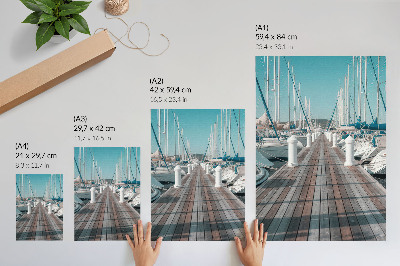 Arte de parede Marina, iates, cais, céu azul, simetria