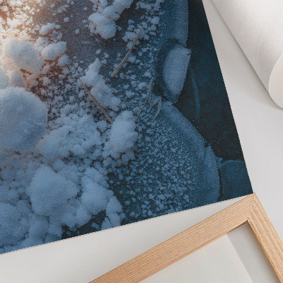 Poster para cozinha Cristais de gelo em tons de branco e azul para uma atmosfera invernal