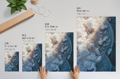 Poster para cozinha Cristais de gelo em tons de branco e azul para uma atmosfera invernal
