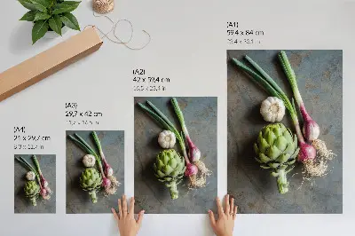 Poster para cozinha composição rústica de vegetais encantadora e fresca