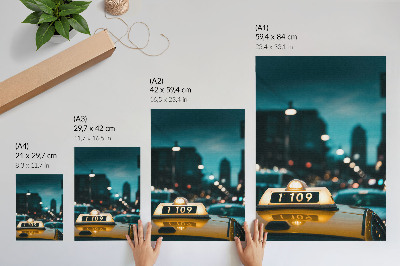 Poster decorativo Táxi noturno na cidade, luzes desfocadas, dinâmico
