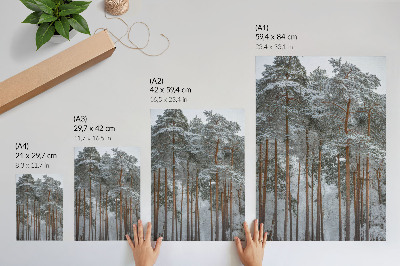 Arte de parede Floresta de inverno, árvores nevadas, paz, harmonia, natureza