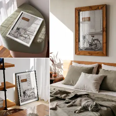 Poster para cozinha com estampa de bicicleta elegante e arquitetura clássica