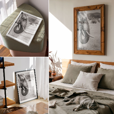 Poster decorativo Retrato de um elefante em preto e branco