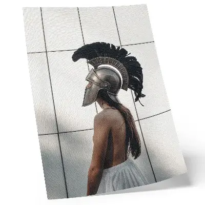 Poster para cozinha figura com capacete em estilo realista clássico