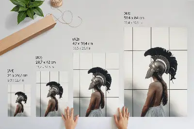 Poster para cozinha figura com capacete em estilo realista clássico