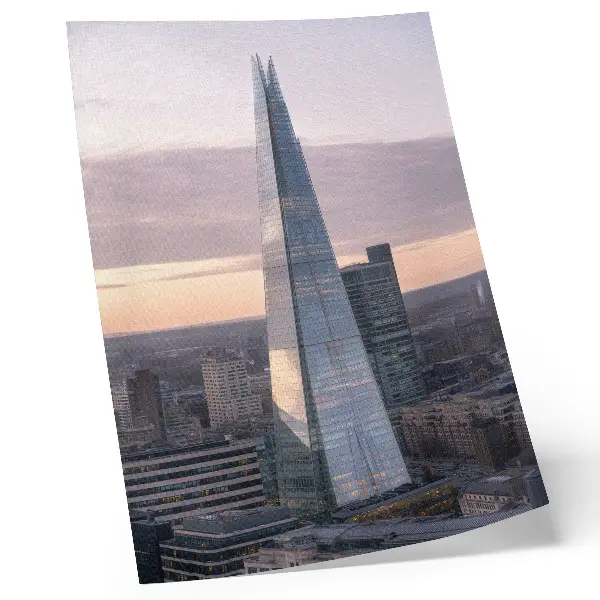 Poster para cozinha arranha-céu ao pôr do sol com vista urbana