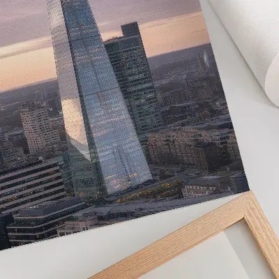 Poster para cozinha arranha-céu ao pôr do sol com vista urbana