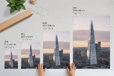 Poster para cozinha arranha-céu ao pôr do sol com vista urbana