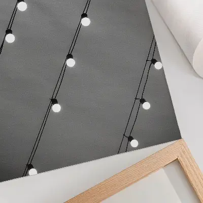 Arte de parede simetria de lâmpadas em preto e branco