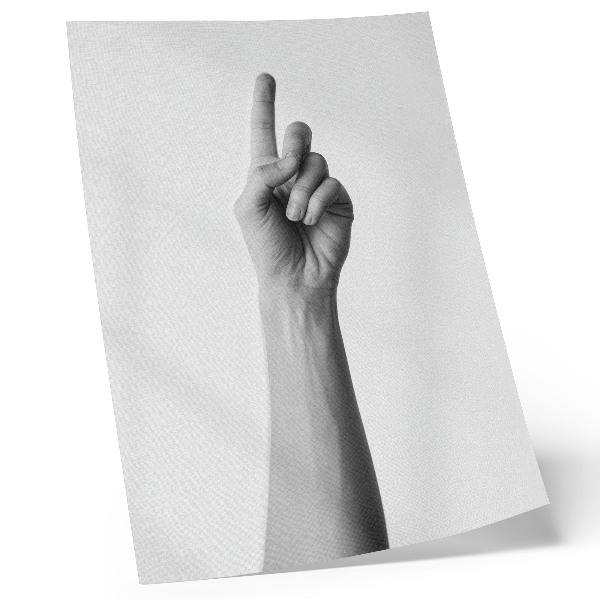 Arte de parede Mão monocromática sobre fundo branco