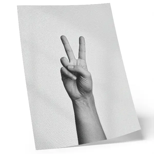 Poster para cozinha gesto de paz minimalista em preto e branco com um toque de elegância