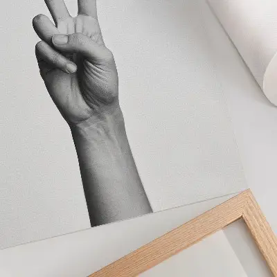 Poster para cozinha gesto de paz minimalista em preto e branco com um toque de elegância