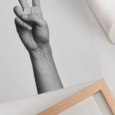 Poster para cozinha Gesto em preto e branco de paz, minimalismo e elegância.
