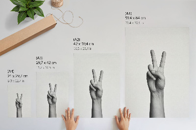 Poster para cozinha Gesto em preto e branco de paz, minimalismo e elegância.