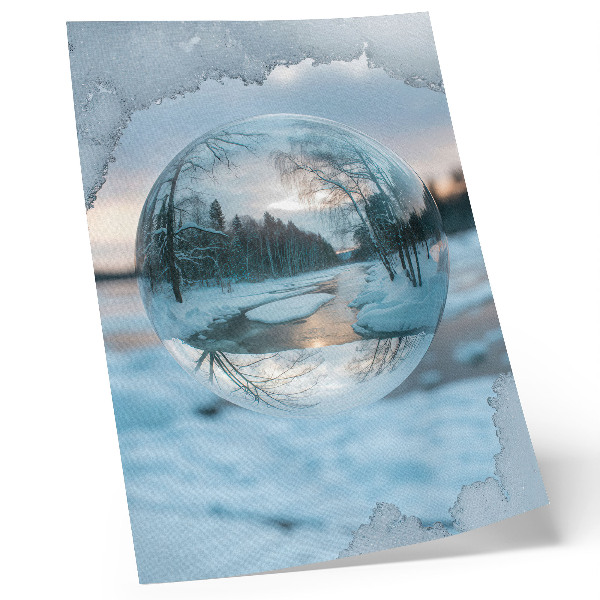 Poster decorativo Paisagem de inverno com reflexos azuis das árvores