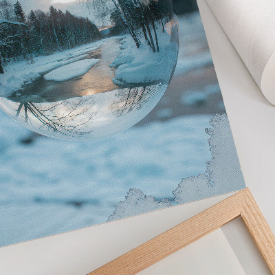 Poster decorativo Paisagem de inverno com reflexos azuis das árvores