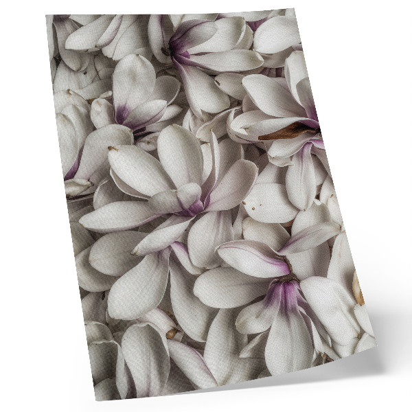 Poster decorativo Pétalas brancas em padrão floral roxo, efeito natural