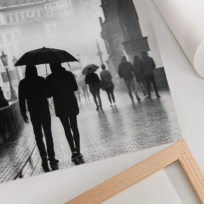 Arte de parede Um passeio na chuva, arquitetura histórica, casal