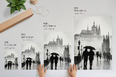 Arte de parede Um passeio na chuva, arquitetura histórica, casal