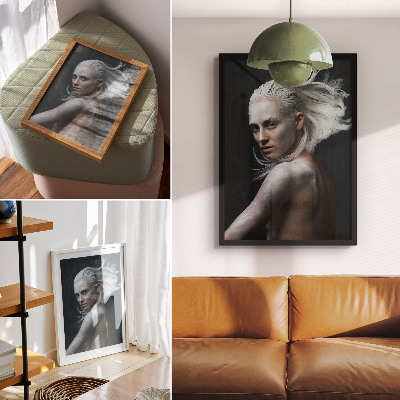 Poster decorativo Fundo escuro com foco em cabelos brancos delicados