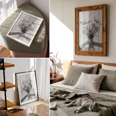 Poster para cozinha com estampa de flores delicadas em estilo minimalista, elegante e sutil
