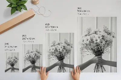 Poster para cozinha com estampa de flores delicadas em estilo minimalista, elegante e sutil