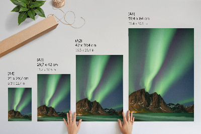 Poster para cozinha Céu mágico, luz verde, montanhas impressionantes