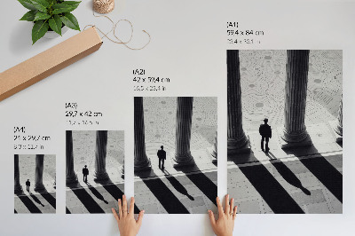 Poster decorativo Sombras de colunas em arquitetura minimalista