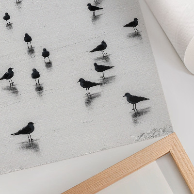 Impressão em tela Pássaros sobre a água, reflexos sutis, minimalismo