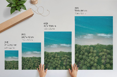 Poster para cozinha Praia, ondas turquesas, palmeiras, harmonia, paz
