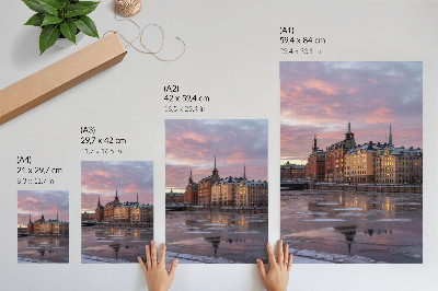 Arte de parede panorama da cidade pôr do sol fragmentos de gelo