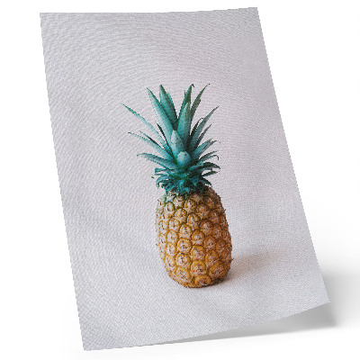 Poster decorativo Abacaxi com folhas turquesa sobre fundo branco