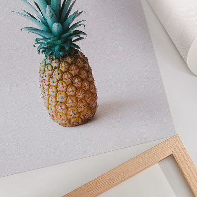 Poster decorativo Abacaxi com folhas turquesa sobre fundo branco