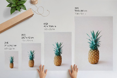 Poster decorativo Abacaxi com folhas turquesa sobre fundo branco
