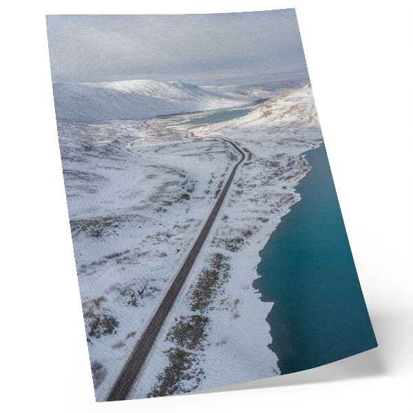 Arte de parede paisagem nevada minimalista água azul