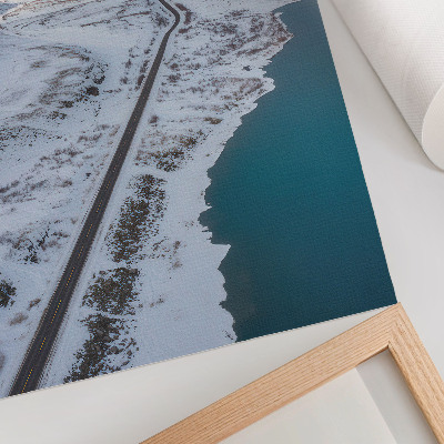 Arte de parede paisagem nevada minimalista água azul