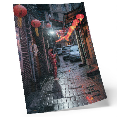 Poster decorativo atmosfera noturna das lanternas de rua da cidade