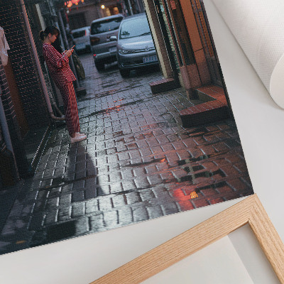 Poster decorativo atmosfera noturna das lanternas de rua da cidade