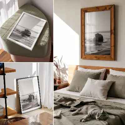 Poster decorativo estética em preto e branco com estilo minimalista elegante