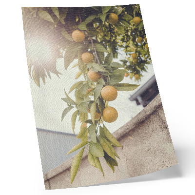 Poster decorativo galho de árvore sol folhas verdes laranja