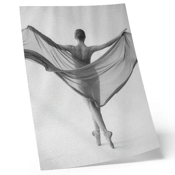 Impressão em tela dança em preto e branco com tema de elegância, movimento e sofisticação