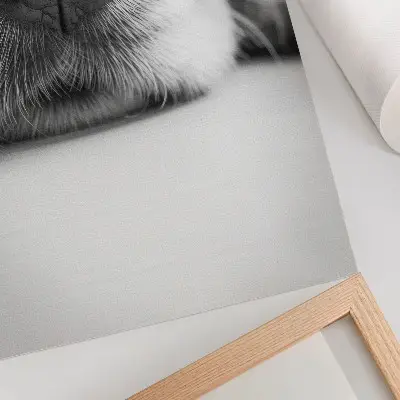 Poster para cozinha close-up de cachorro em preto e branco com textura minimalista