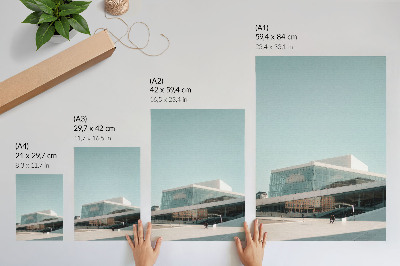Poster para cozinha Arquitetura de vidro em um ambiente minimalista