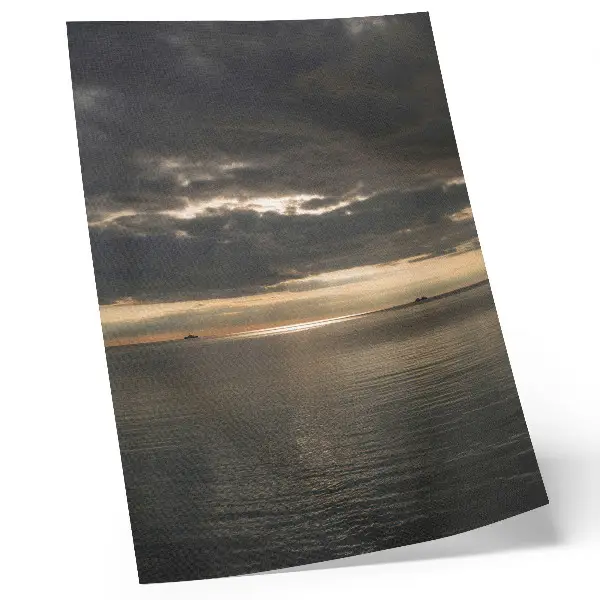 Poster para cozinha com vista deslumbrante de mar, nuvens e raios de sol