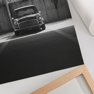 Poster decorativo Carro clássico em preto e branco na garagem