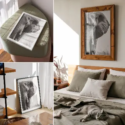 Pôster decorativo ambiente monocromático com couro enrugado e elegância