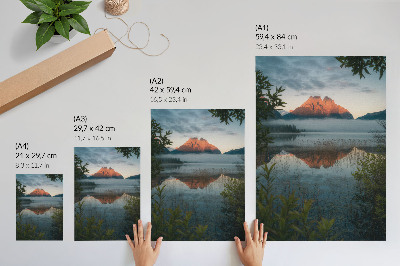 Poster para cozinha Paisagem montanhosa refletida na névoa da água